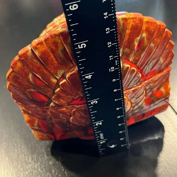 Vintage 80s Hand Painted Ceramic Turkey Covered Thanksgiving Dish - Picture 9 of 11